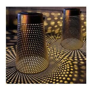 Solar Hollow Out Outdoor Light 2 Pack - Metal Lantern 5.04"L x 5.06"W x 7.87"H